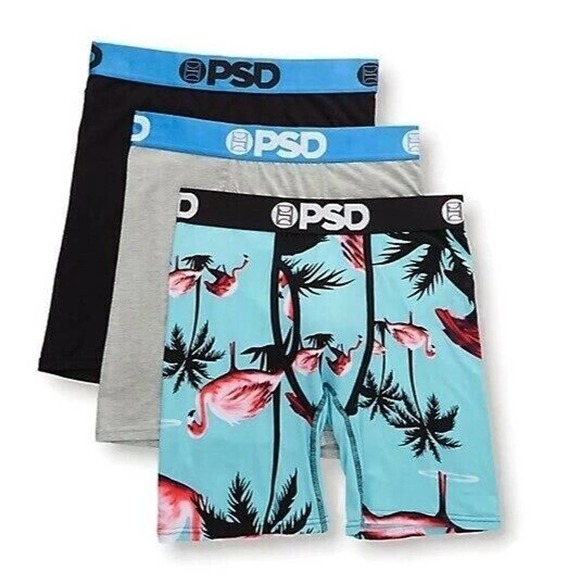 PSD Other - PSD Mens Underwear 3 Pack Boxer Briefs Large Modal Flamingo Gray Black